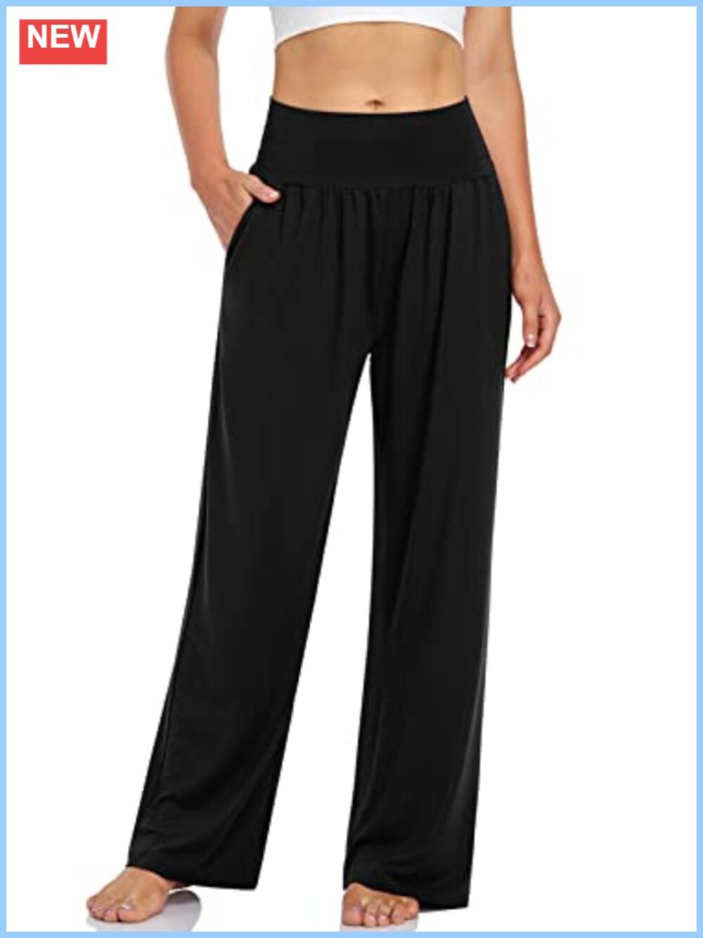 Wide Leg Lounge Pants High Waisted Casual Pull On Pockets